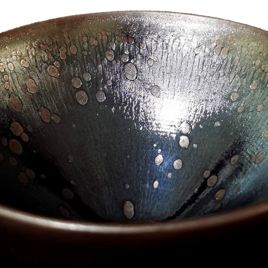 Amazon.co.jp: 曜変 天目 茶碗 油滴 抹茶碗 茶わん 手作り 天目